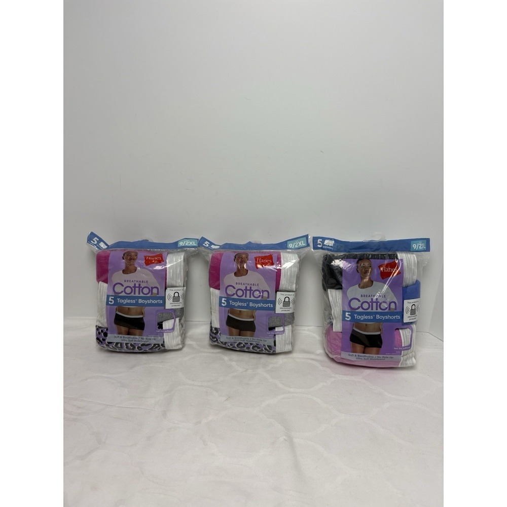 Hanes Cotton Boyshorts Hipsters 15 Pairs Underwear Women Size 9 2XL  3 Packs New